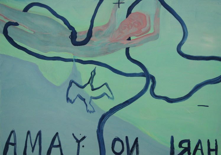 Needle Mountain, Oil, Pigment, Gloss on board