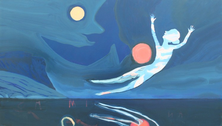 Rouge Morning Moon from the Fjord Ship, Oil, Pigment, Gloss