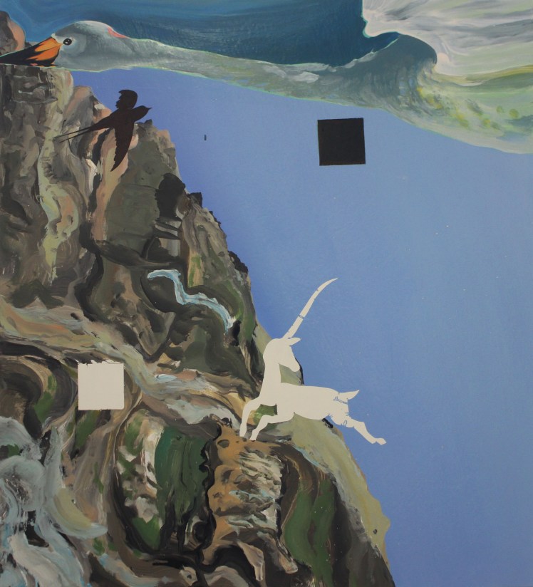 Suprematist Swan, Oil, Gloss, Pigment, 2016 (H77 X W70 cm)