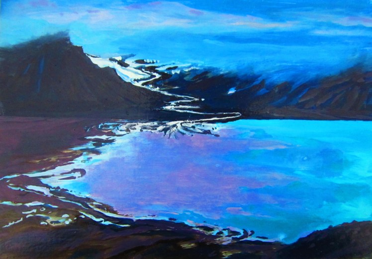 High Arctic from Mumien, Summer 2016, Oil, Gloss, Pigment on Mount-board, 15 x 21 cm